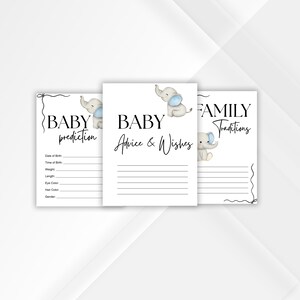 Imprimibles para baby shower azul: predicciones, consejos y juegos de tradiciones familiares con temática de elefante azul