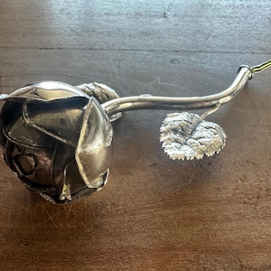 Working Antique Repoussé Silver Plated Servant Bell - Rose Shaped Desk Push Button