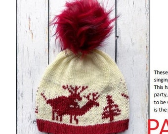 Christmas Hat Pattern, Knitting Pattern, Fornicating Reindeer, knitting patterns, fair isle pattern