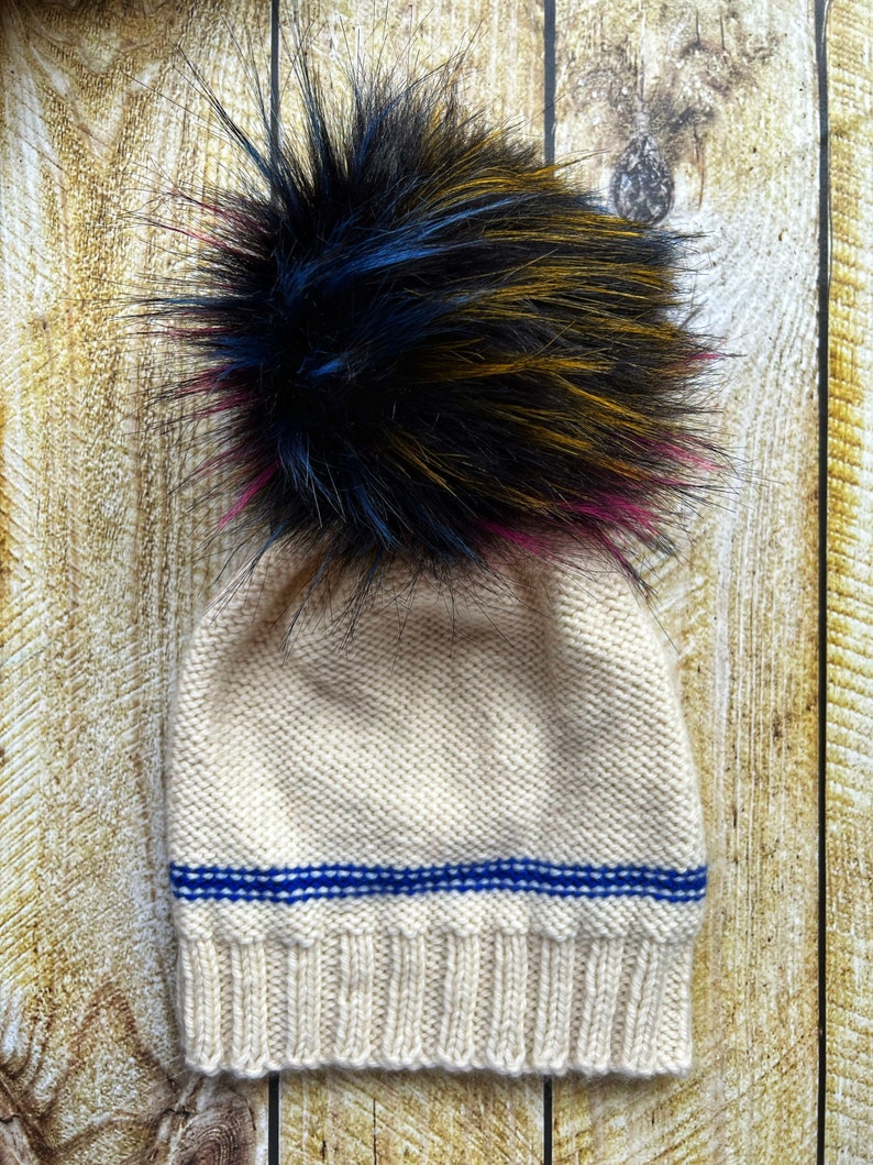 Merino Wool Hat, Winter Hat, Pompom Hat, Pompom Toque image 1