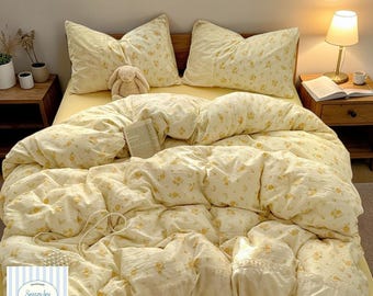 Korean Princess Lace Cotton Bedding Set | A-Class Four Piece Soft Cozy Quilt Cover