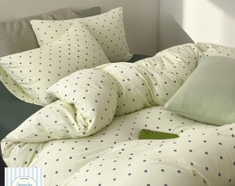 Pure Cotton Wave Dot Bedding Set | Soft All-Season Cozy Luxury Four-Piece Bedding