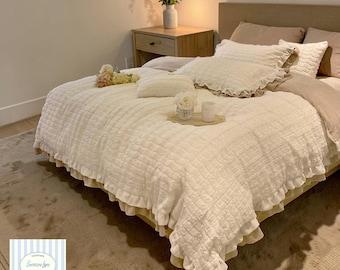 Milk Velvet Bedding Set | 4 Piece Heart Coral Quilt Cover, Thick Warm Cozy Winter