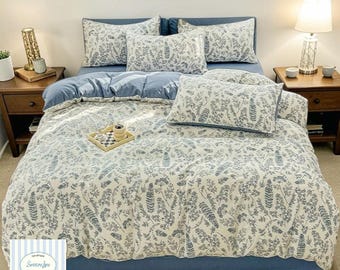 Washed Cotton Linen Bedding Set | 4 Piece Maternal Infant Grade Bed Skirt Quilt Cover Cozy Set