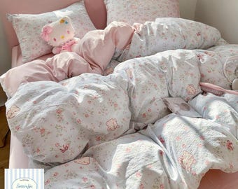 Gauze Bedding Set | Double Layer Cotton, Skin Friendly, Kids Dorm Duvet Cover