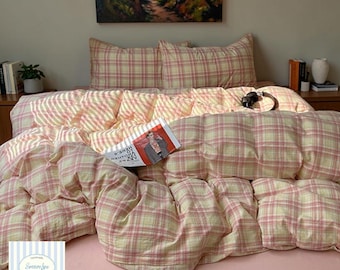 Washed Cotton Bedding Set | Japanese Striped Yarn Dyed Cozy Sheets