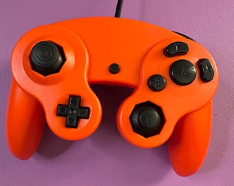 Controle personalizado para GameCube: Laranja com botões pretos