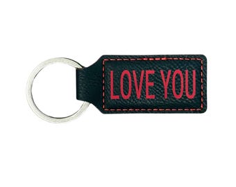 Custom Leather Keychain Personalized Name Engraved Gift for Him Her