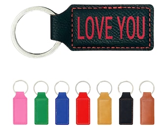 Couple Keychain Personalized Leather Engraved Initials Anniversary Gift
