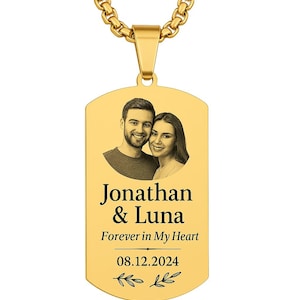 Pärchen Halsketten Set mit Gravur - Edelstahl Dog Tag Anhänger für Sie & Ihn