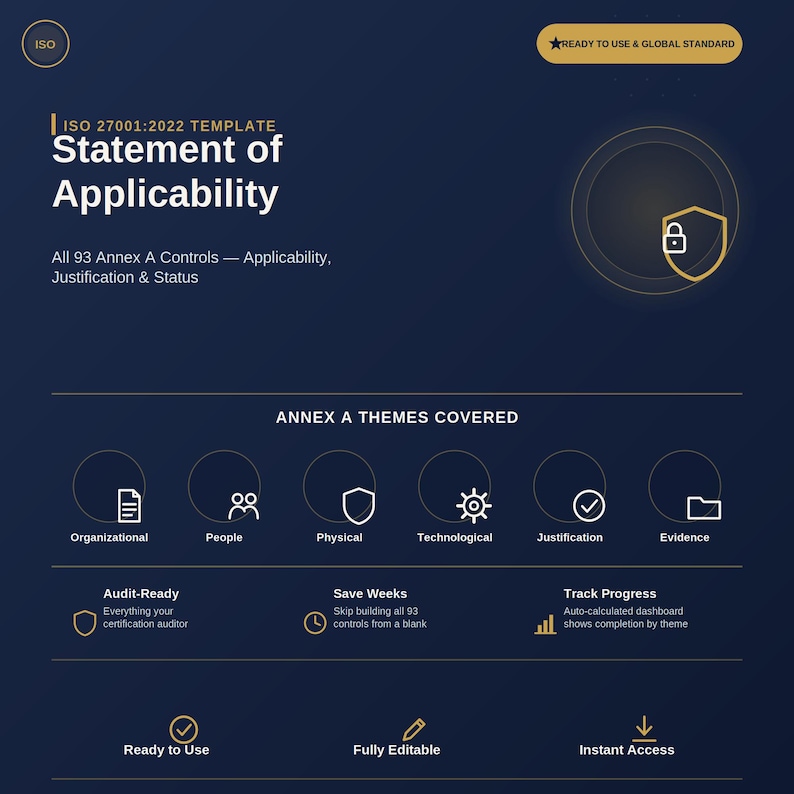 ISO 27001 Statement of Applicability Template | SoA 93 Controls ...