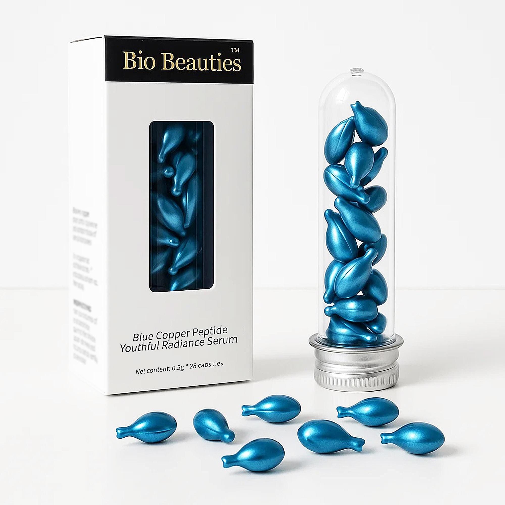 Blue Copper Peptide Serum Capsules: GHK-Cu, Hyaluronic Acid, Collagen Renewal