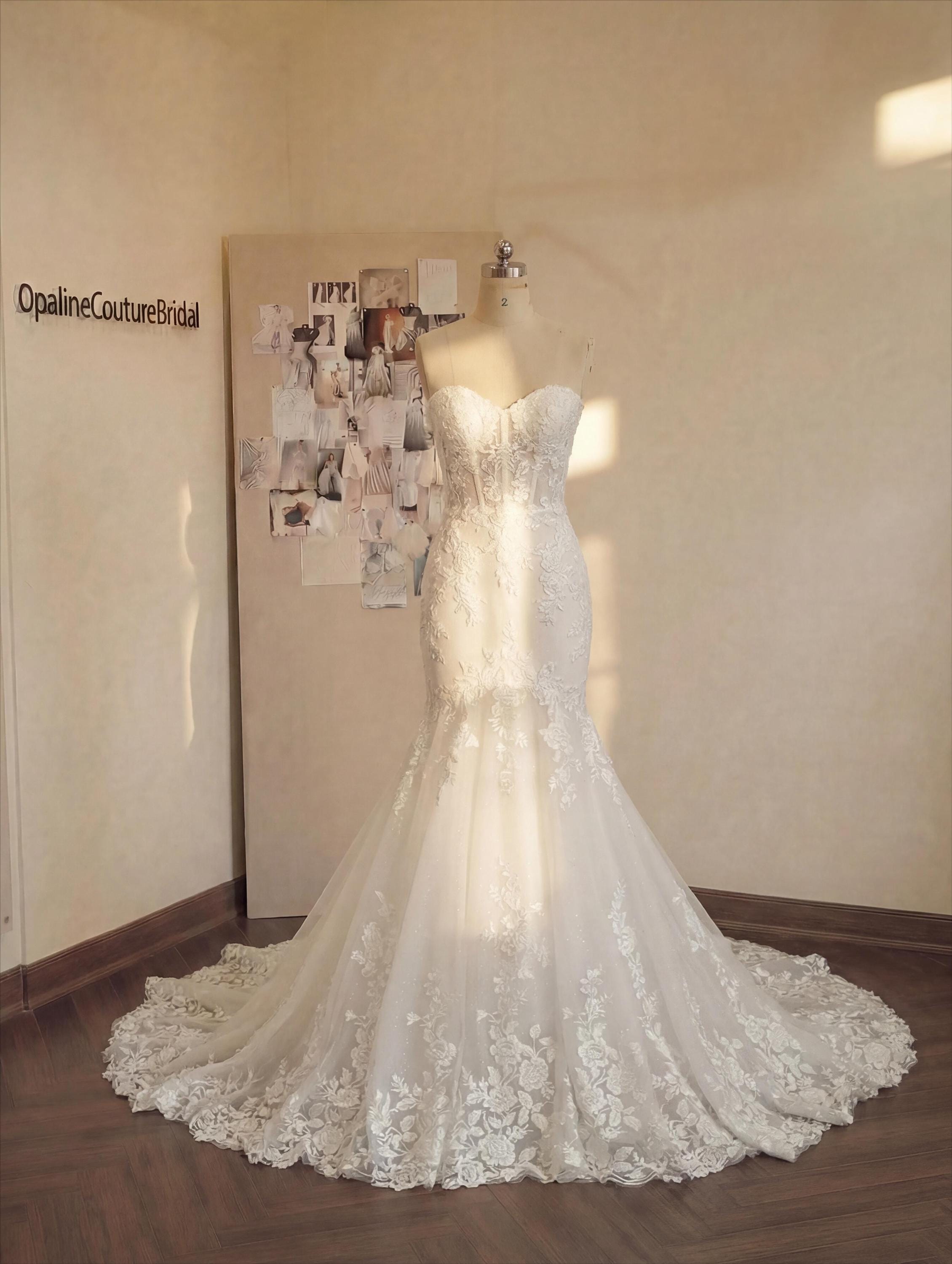 chinese dress ladies Strapless Mermaid Wedding Dress & Removable Sleeves 10 / Off White