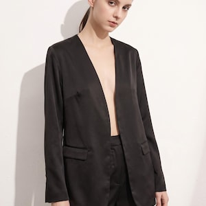 Silk Wrap Blazer Set | Modern Minimalist Tie Belt | Business Casual Meeting