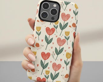 Floral Hearts iPhone Case, Valentine's Day Sweetheart Design