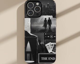Custodia per iPhone PhoenixPeak, silicone liquido, collage bianco e nero
