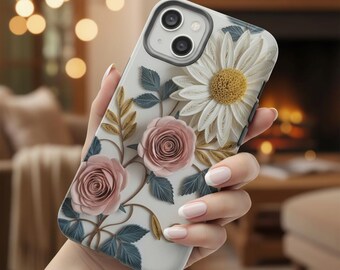 Funda de teléfono con flores silvestres de papel filigranado, efecto bohemio 3D para iPhone 11, 12, 13, 14, 15, 16 y 17 Pro Max