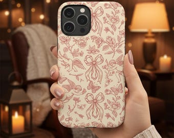 Custodia per telefono con motivo floreale a cuore di Cupido