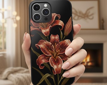 Custodia per iPhone con motivo floreale Lily, motivo floreale astratto