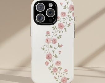 Custodia per telefono con motivo floreale rosa, finitura opaca