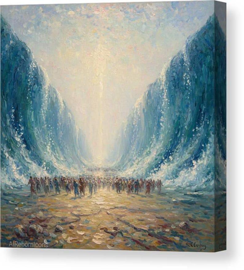 Parting of the Red Sea Print: Moses Exodus Oil Painting (digital ...