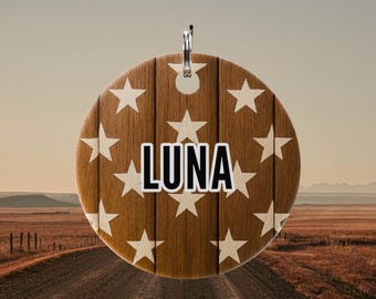 Rustic Star Dog Tag, Metal Custom Western ID Tag, Personalized Country Pet Tag, Durable Printed Dog Name Tag, Made in the USA