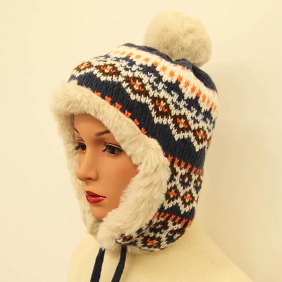 Fair Isle Thermal Beanie - Fleece-lined Winter Knit Hat for  display picture 2