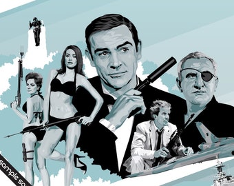 James Bond - Illustration - Thunderball  - 17 x 11&quot; Digital Print