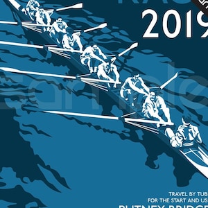 Vintage Transport Poster Pastiche - The Boat Race 2019 - Oxford - Cambridge - 11 x 17&quot; Digital Print