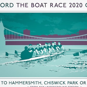 Vintage Transport Poster Pastiche - The Boat Race 2020 - Oxford - Cambridge - 17 x 11&quot; Digital Print