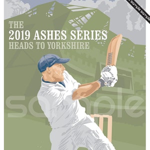 Vintage Cricket Poster Pastiche - 2019 Ashes Series - The Third Test - Headingley - Ben Stokes 11 x 17&quot; Print