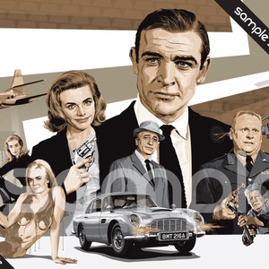 James Bond - Goldfinger - Illustration - 17 x 11&quot; Digital Print