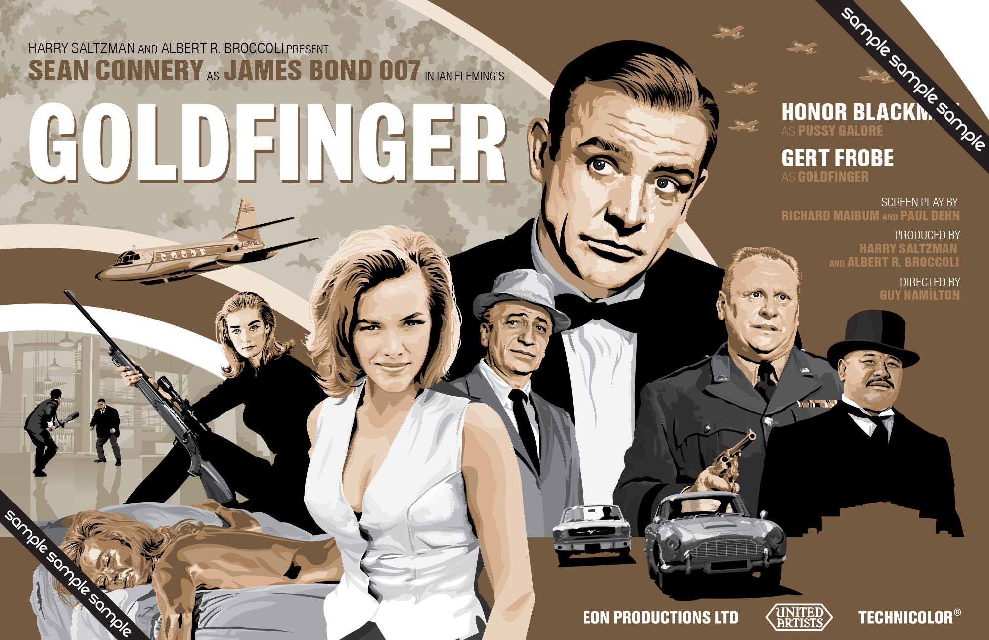 james bond 007 goldfinger fan art updated 12 x 7 etsy