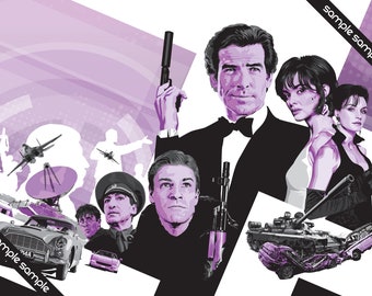 James Bond - Goldeneye - Illustration- 12 x 7 3/4" Digital Print