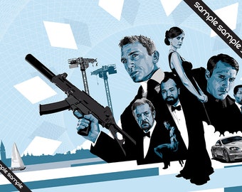 James Bond - Illustration - Casino Royale - 17 x 11" Digital Print
