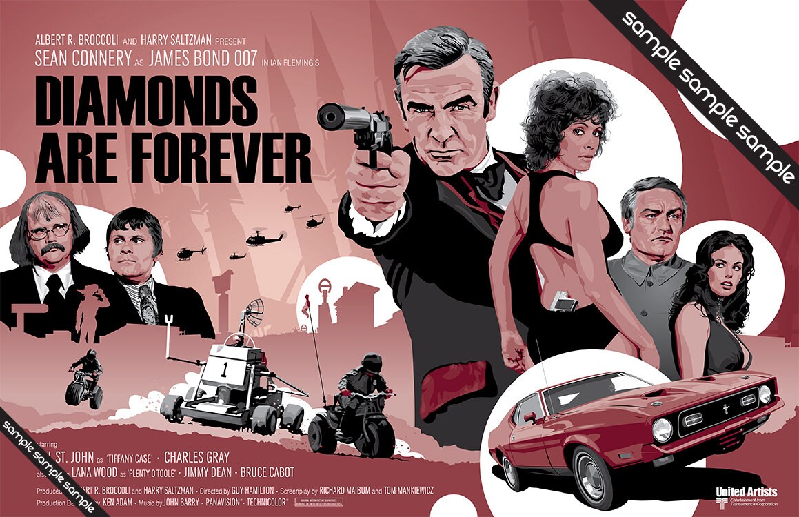 Affiche De Film Japonaise – Diamond Are Forever (James Bond 007) – 24x36 – Reproduction