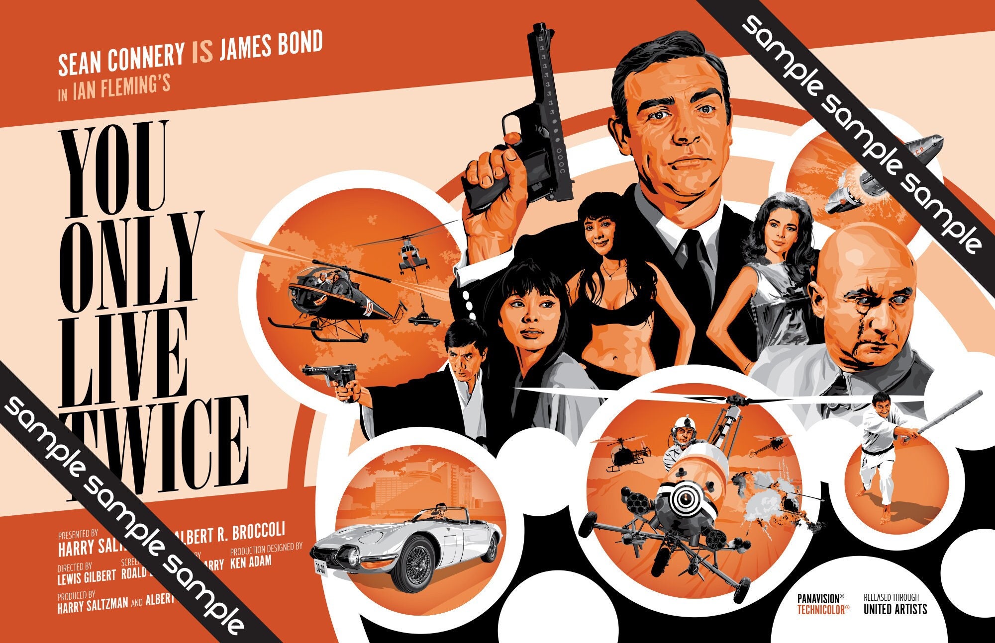 James Bond 007 You Only Live Twice Fan Art 17 X 11 Etsy