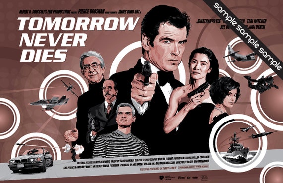 James Bond 007 Full Movie Tomorrow Never Dies - James Bond 007 Tomorrow Never Dies Fan Art 12 X 7 Etsy