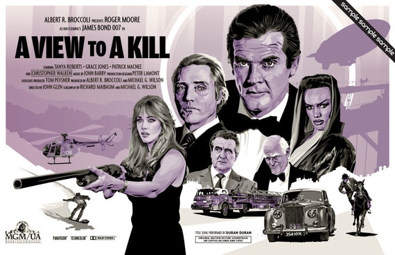 James Bond 007 A View To A Kill Fan Art 17 X 11 Etsy