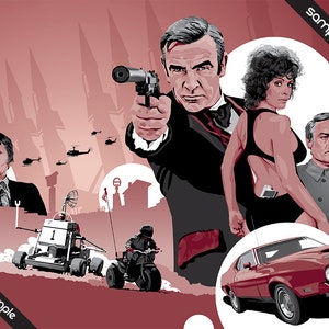 James Bond - Diamonds Are Forever  - Illustration - 17 x 11&quot; Digital Print