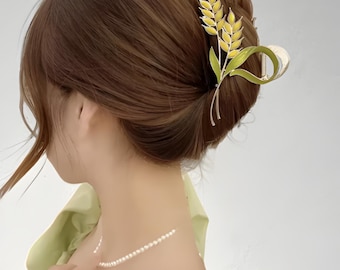 Korean Wheat Ears Hair Claws Hairpins For Women, etal Crab Headwear -  Hair Accessories