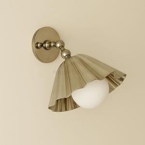 Vintage Brass Ruffle Wall Sconce Pair with Globe Glass, Mid Century Flower Shade Wall Light
Mid Century Modern Brass Wall Sconce Pair with Globe Glass, Italian Style Handmade Wall Lamp
Vintage Flower Wall Sconce Pair, Brass Ruffle Shade with Globe Glass, Bedroom Hallway Light
Italian Style Brass Wall Light Pair with Globe Glass, Mid Century Handmade Wall Sconce
Brass Ruffle Wall Sconce Pair with Globe, Vintage Mid Century Wall Light for Bedroom Hallway 
Wall Sconce Wall Light Wall Lamp Fixture