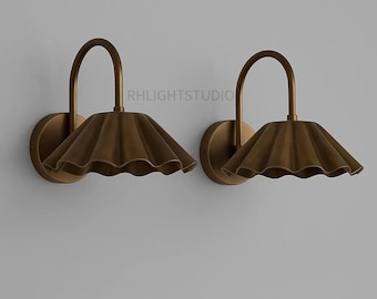 Vintage Wall Sconces Ruffle Flower Brass Wall Sconce Mid Century Modern Decor Reading Lights Adjustable Wall Mount Light Retro Home Lighting