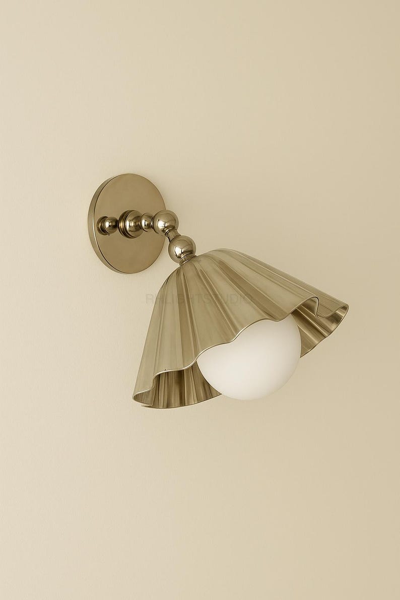 Vintage Brass Ruffle Wall Sconce Pair with Globe Glass, Mid Century Flower Shade Wall Light
Mid Century Modern Brass Wall Sconce Pair with Globe Glass, Italian Style Handmade Wall Lamp
Vintage Flower Wall Sconce Pair, Brass Ruffle Shade with Globe Glass, Bedroom Hallway Light
Italian Style Brass Wall Light Pair with Globe Glass, Mid Century Handmade Wall Sconce
Brass Ruffle Wall Sconce Pair with Globe, Vintage Mid Century Wall Light for Bedroom Hallway 
Wall Sconce Wall Light Wall Lamp Fixture