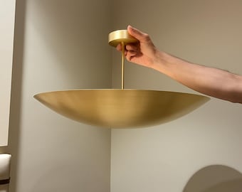 50er Jahre Moderne Messing Deckenleuchte, Semi Flush Mount Leuchte, Handgemachte Messing Pendelleuchte für Wohnzimmer, Flur, Mid Century Style