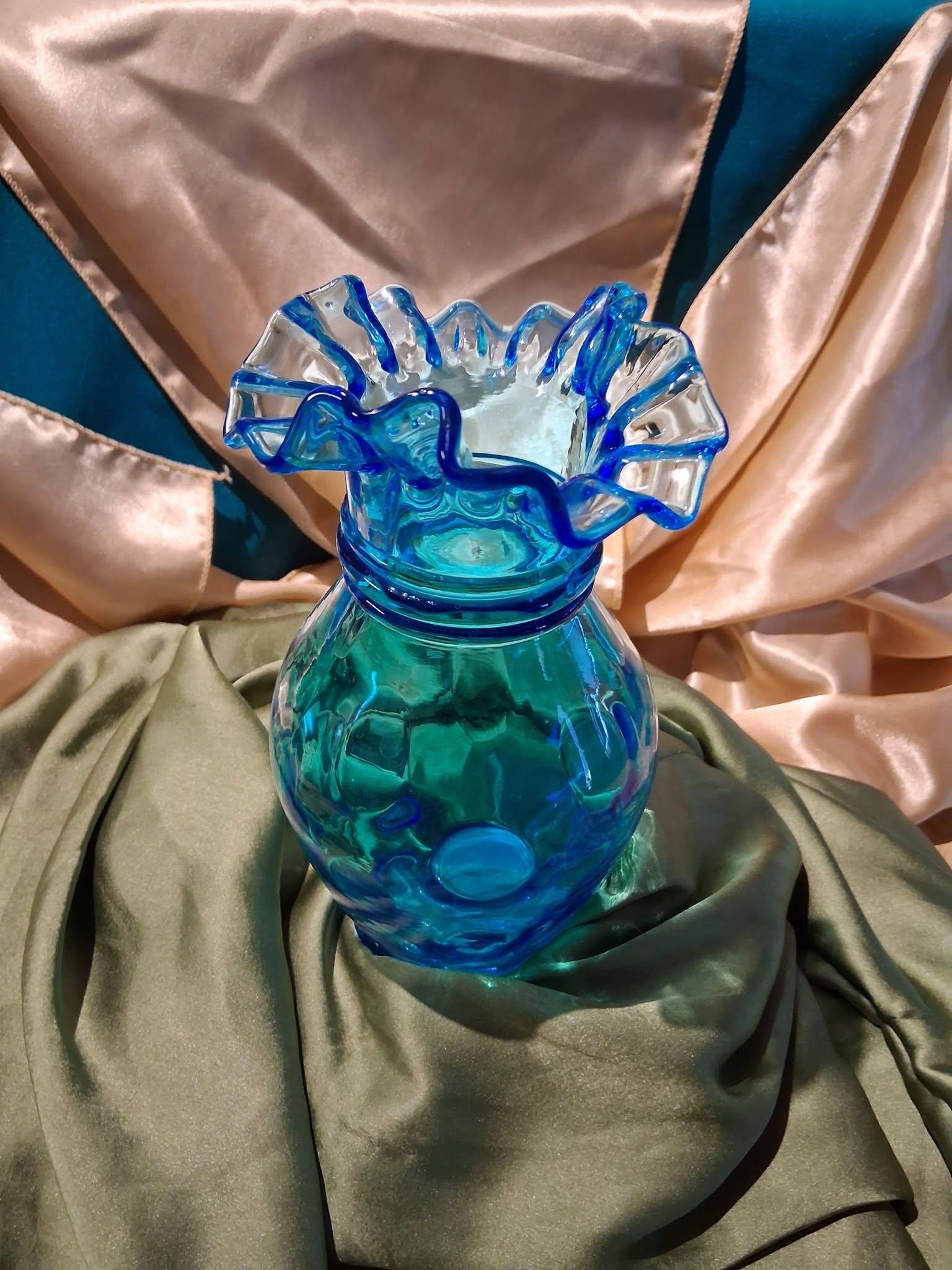 Fenton Blue Coin Dot Vase - Etsy