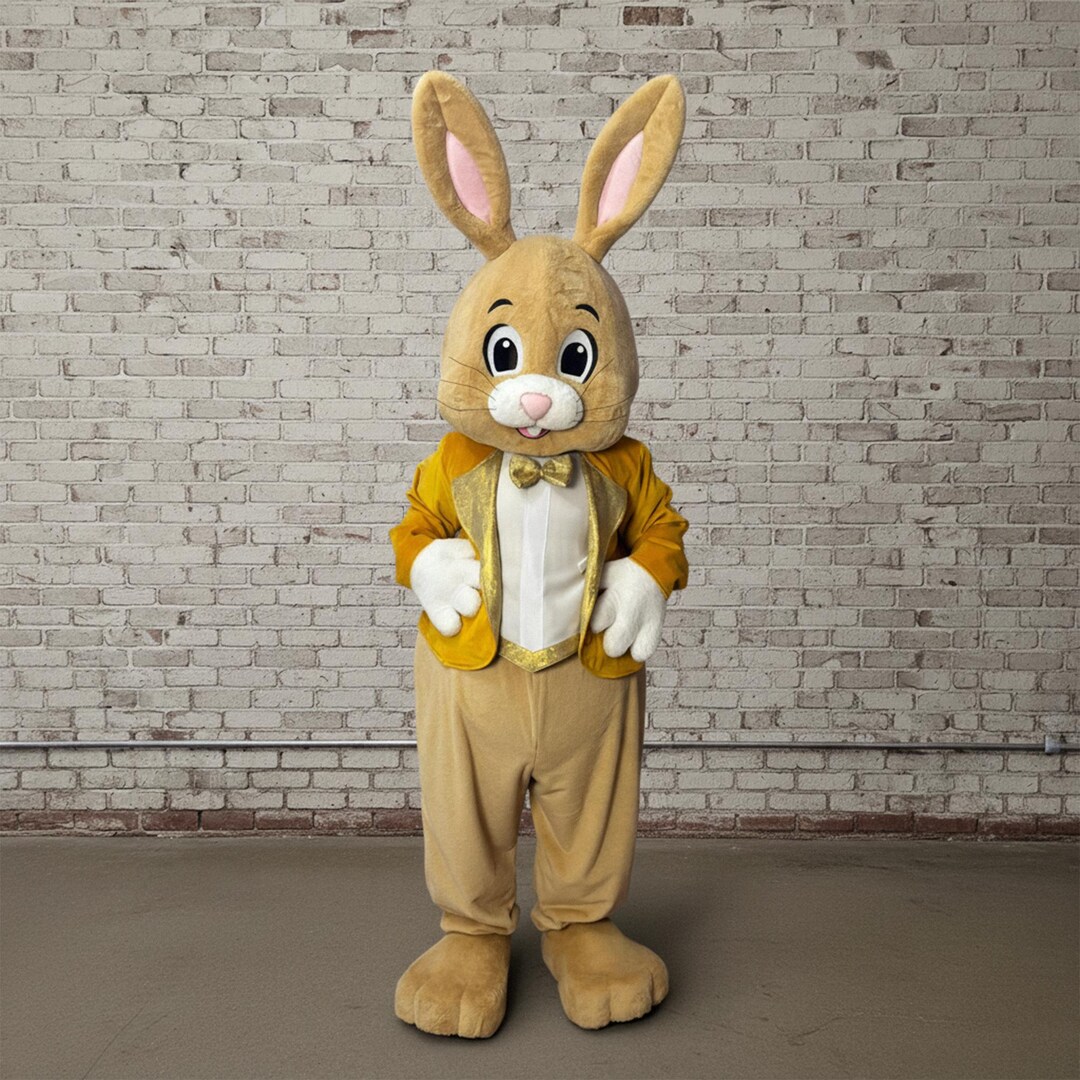 Brown Rabbit Mascot Costume, Adult Plush Bunny Character Suit, One Size ...