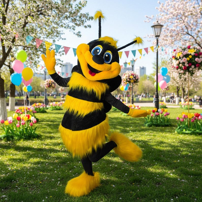 Honey Bee Mascot Costume, Bumblebee Plush Animal Suit for Adults ...