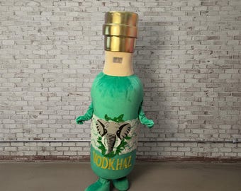 Disfraz de mascota de botella de champán para adultos, traje de personaje para eventos con logotipo personalizado, atuendo profesional de animador para celebraciones de Año Nuevo.