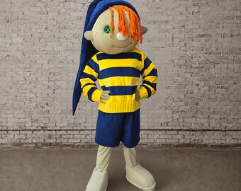 Traje de muñeco de trapo para adultos para cumpleaños infantiles, disfraz de mascota de elfo, atuendo profesional de gnomo para niño, personaje de duende adorable para espectáculos y eventos.